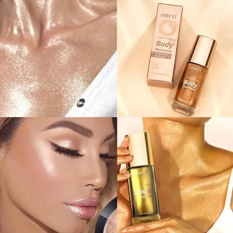 Fashion Body Shimmer Oil High Gloss Glitter Makeup For Face Body Highlight Makeup Moisturizing Waterproof Shimmer Eyeshadow 240705
