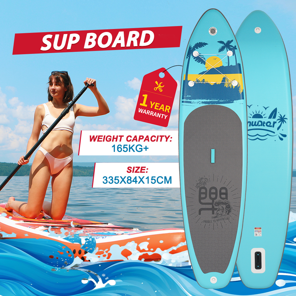 FunWater Surfboard paddleboard 335*83*15CM inflatable stand up paddle board sup supboard padel water sport with Backpack Paddles coconut tree koi monk