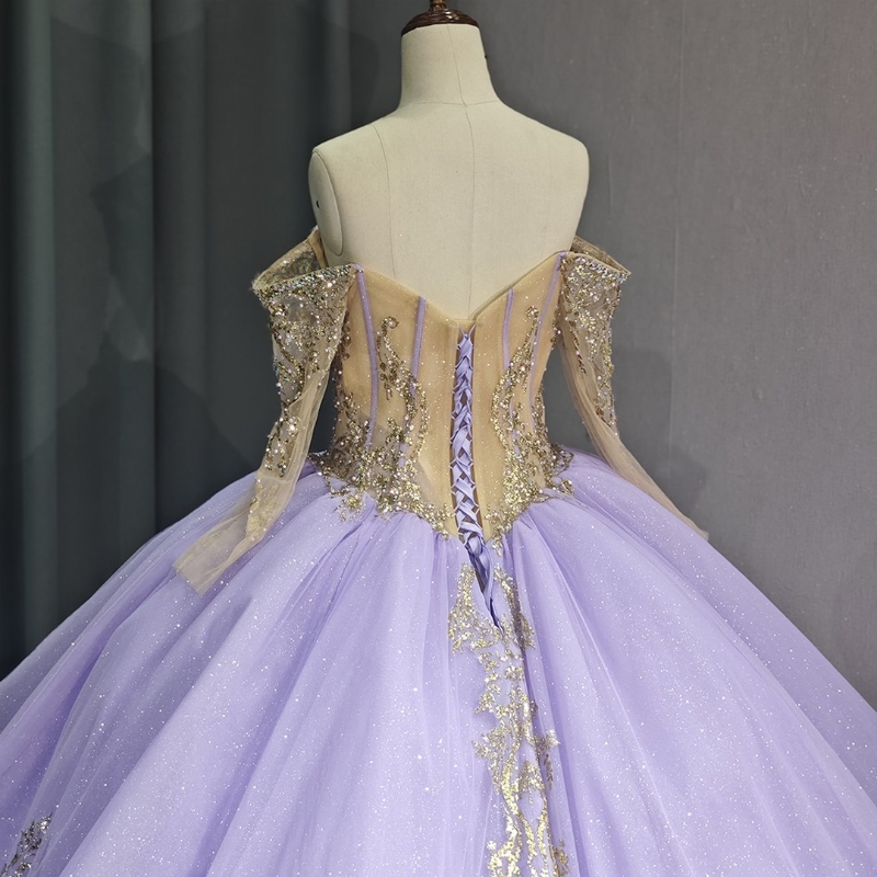 Lilac Dresses 2024 Lace Appliqued Crystal Ball Gown Vestidos 15 De Quinceanera Sweetheart Sweet 16