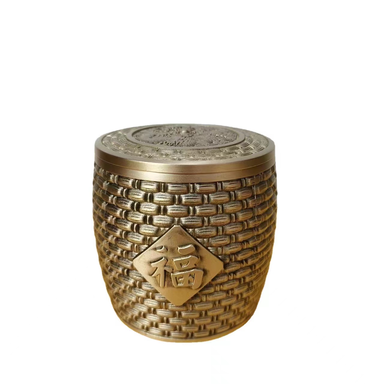 Brass Fuzi tea jar, living room, tea table, tea set decoration, tea ceremony crafts, ornaments, business gifts