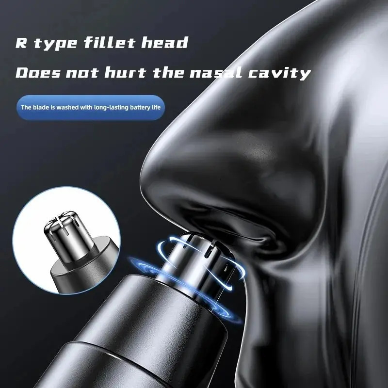 Black Electric Nose Hair Trimmer Rechargeable Ear Nose Hair Trimmer Professional Painless Nose Hair Trimmer Suitable 240703
