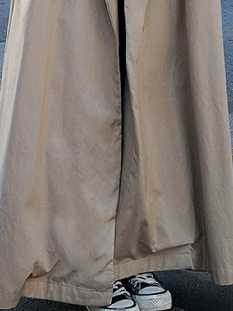 Lautaro Spring Autumn Extra Long Flowy Oversized Casual Trench Coat for Women Belt Double Breasted Loose Korean Fashion 240703