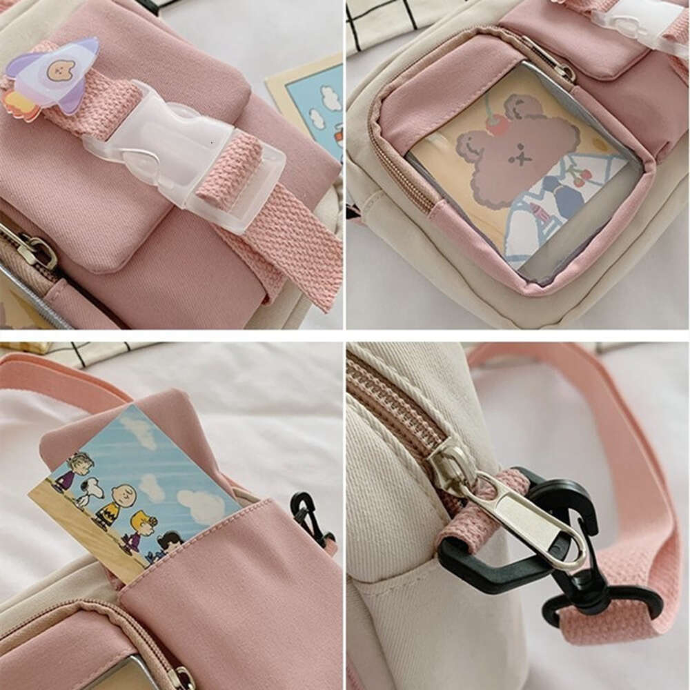Japanse Style Cute small square bag Girls Student Small Nylon Bag Splicing Transparent Crossbody Women Shoulder Bags H7.4#11.5 zhanyishengli