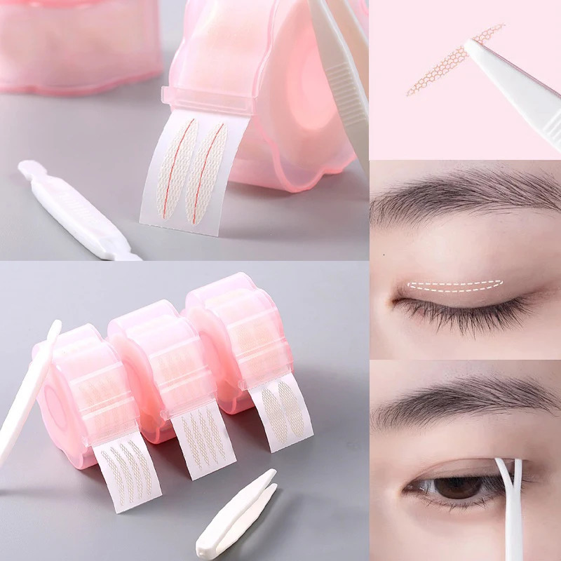 Double Eyelid Tape Sticker Invisible Double Fold Eyelid Lace Paste Clear Beige Stripe Self-adhesive Natural Eye Tape Makeup Tool 240703