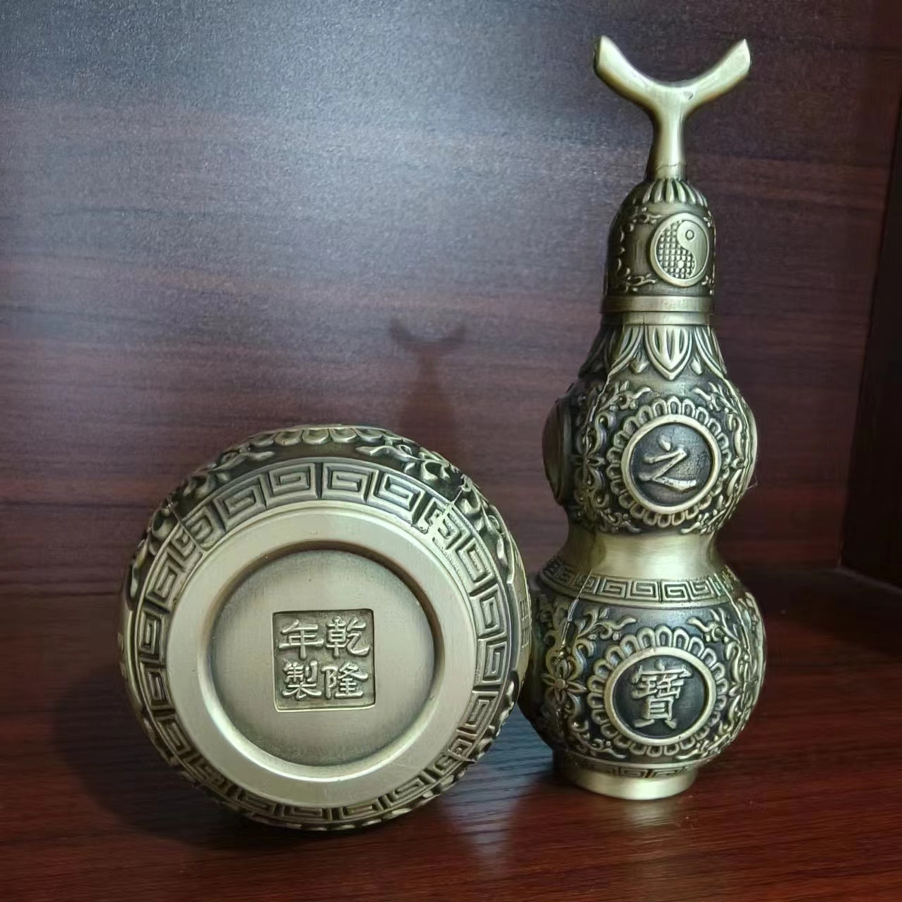 Brass gourd, metal handicraft, office, living room, decoration, copper ware, town house