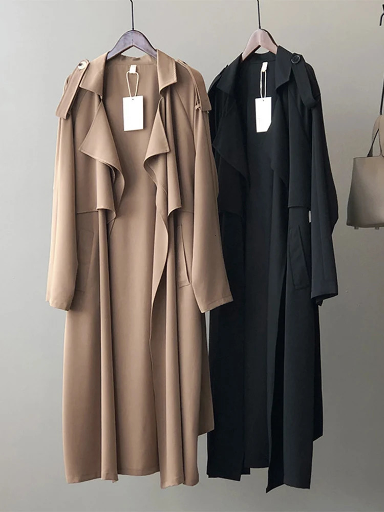 SEDUTMO Spring Women Long Trench Coat Fashion Windbreaker Vintage Oversize Pocket Elegant Office Outwear With Belt ED1859 240703