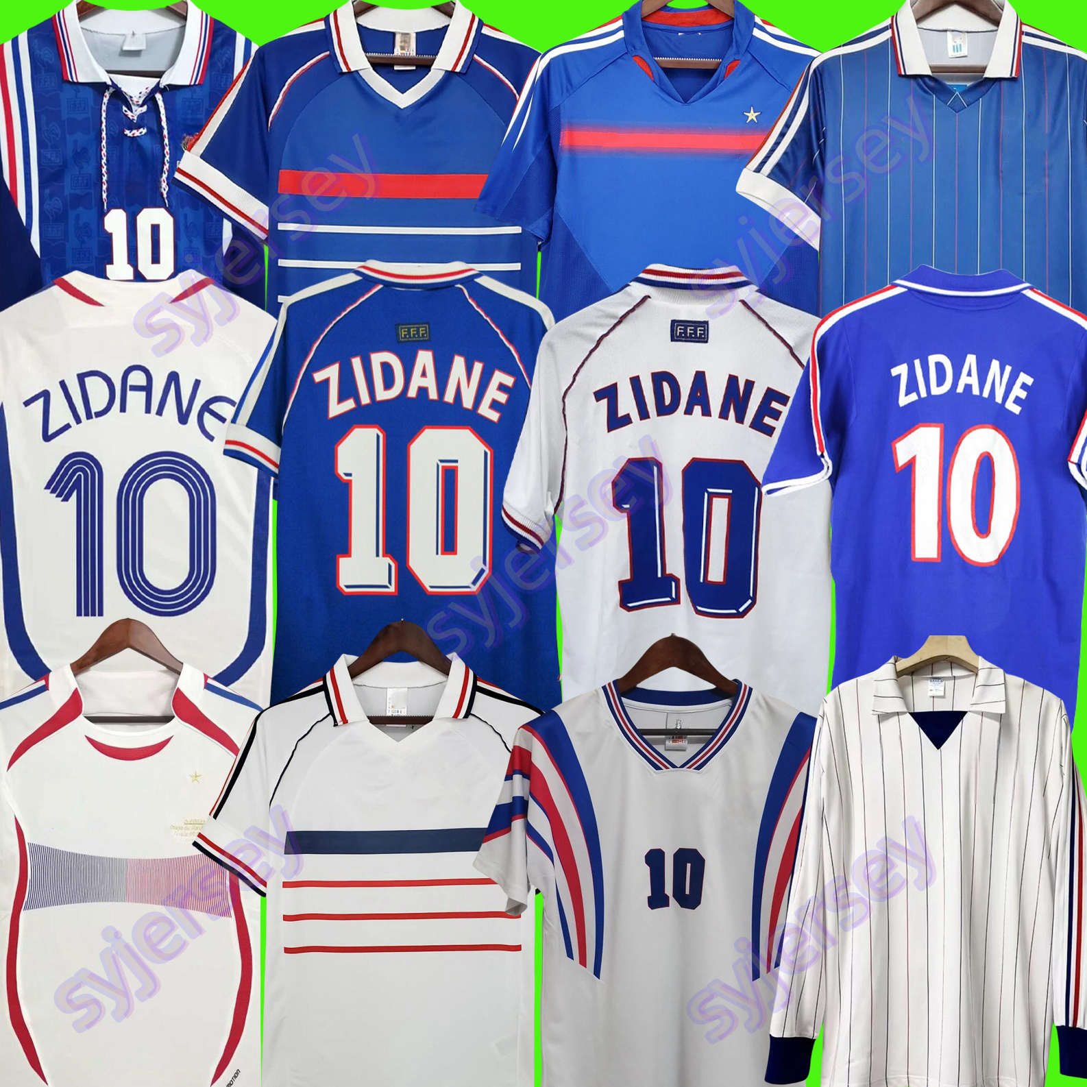 1998 1996 retro soccer jerseys 1982 84 86 88 90 96 98 00 02 04 06 ZIDANE HENRY MAILLOT DE FOOT football shirt REZEGUET DESAILLY club Classic Vintage Jersey 999