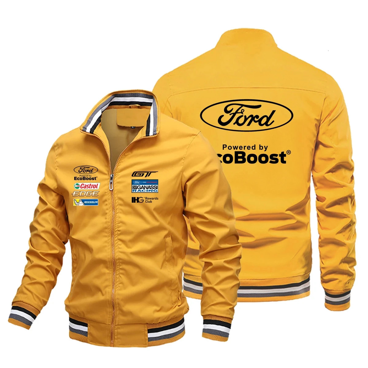 2024 Mens Ford casual sports jacket motorcycle racing zipper tower windproof cycling baseball shirt 240702
