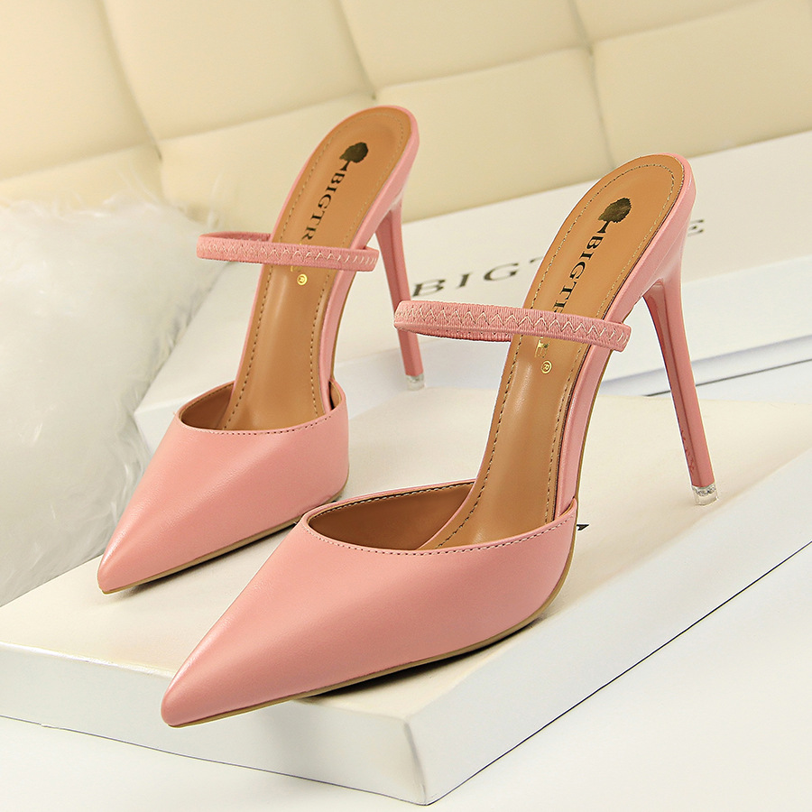 hot Women's Gentle High Heel Fashion Minimalist Style Shoes Triple Black Party Free shipping
