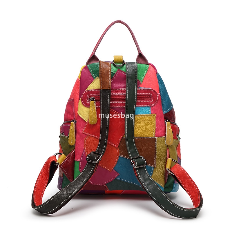 Fashionable women's high-end new cowhide patchwork simple casual backpack classic handbag leather outdoor lightweight large capacity travel bag