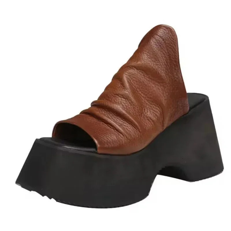 2024 Summer Chunky Platform Women Open Toe Slippers High Heels Shoes Sandals Flip Flops Sexy Pumps Slides Zapatillas Mujer 240704