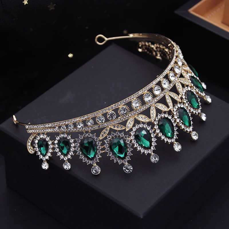 Tiaras Gorgeous Crystal Wedding Crown Bride Tiaras Green Crowns Queen Evening Diadem Prom Party Bridal Hair Jewelry Accessories
