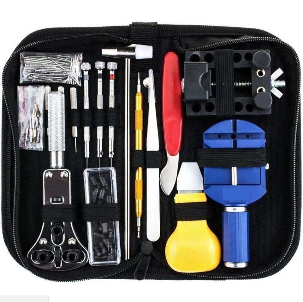 147 PCs Repair Kit Professional Spring Bar Set Link Pin Tool Back Opener Remover Watch Maintance Kits with Carrying Case & Hammer