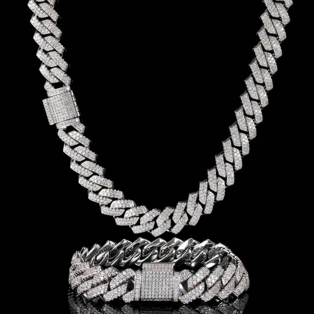 Good Quality Hiphop Jewelry 12mm Moissanite Dia Mens Necklace Cuban Link Chain pass tester gift