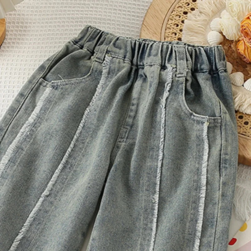 Girls Jean Pants Long Trousers Cotton Spring Autumn Teenagers Babys Kids Pants High QualityTeenagers Childrens Clothi 240703