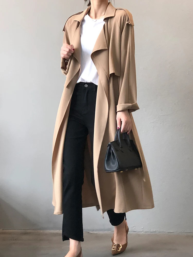 SEDUTMO Spring Women Long Trench Coat Fashion Windbreaker Vintage Oversize Pocket Elegant Office Outwear With Belt ED1859 240703