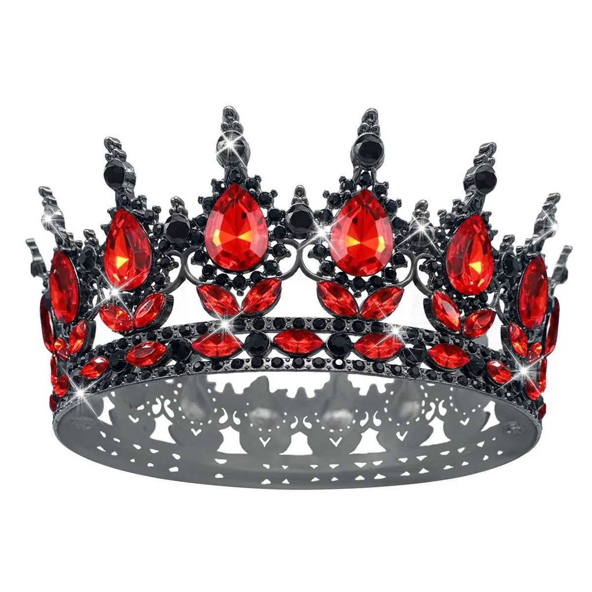 Tiaras NEW Black Queen Round Crown Rhinestone Wedding Crowns and Tiaras for Costume Party