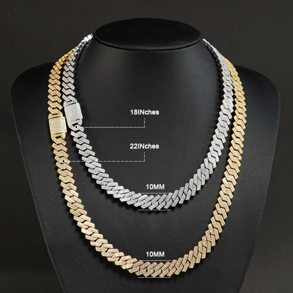 Fashion Moissanite Mens Iced Out 925 Sterling Silver Jewelry Gold for 10mm 16mm Men Chains Necklace Mens Gold Jewelry