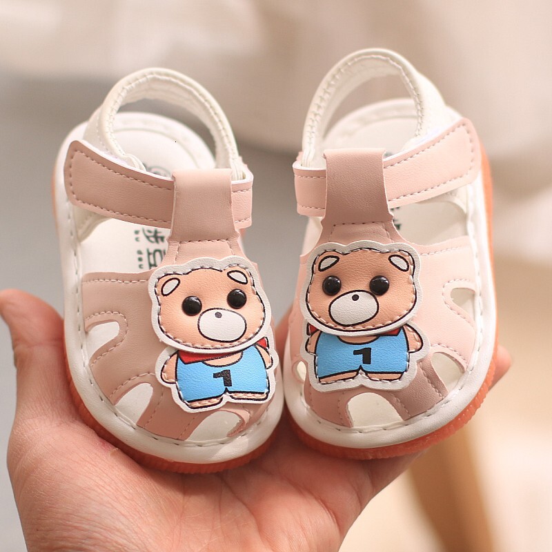 Girl sandals will make a sound, baby walking front shoes with cow tendons and soft soles, little boy children's shoes, newborn F704-28