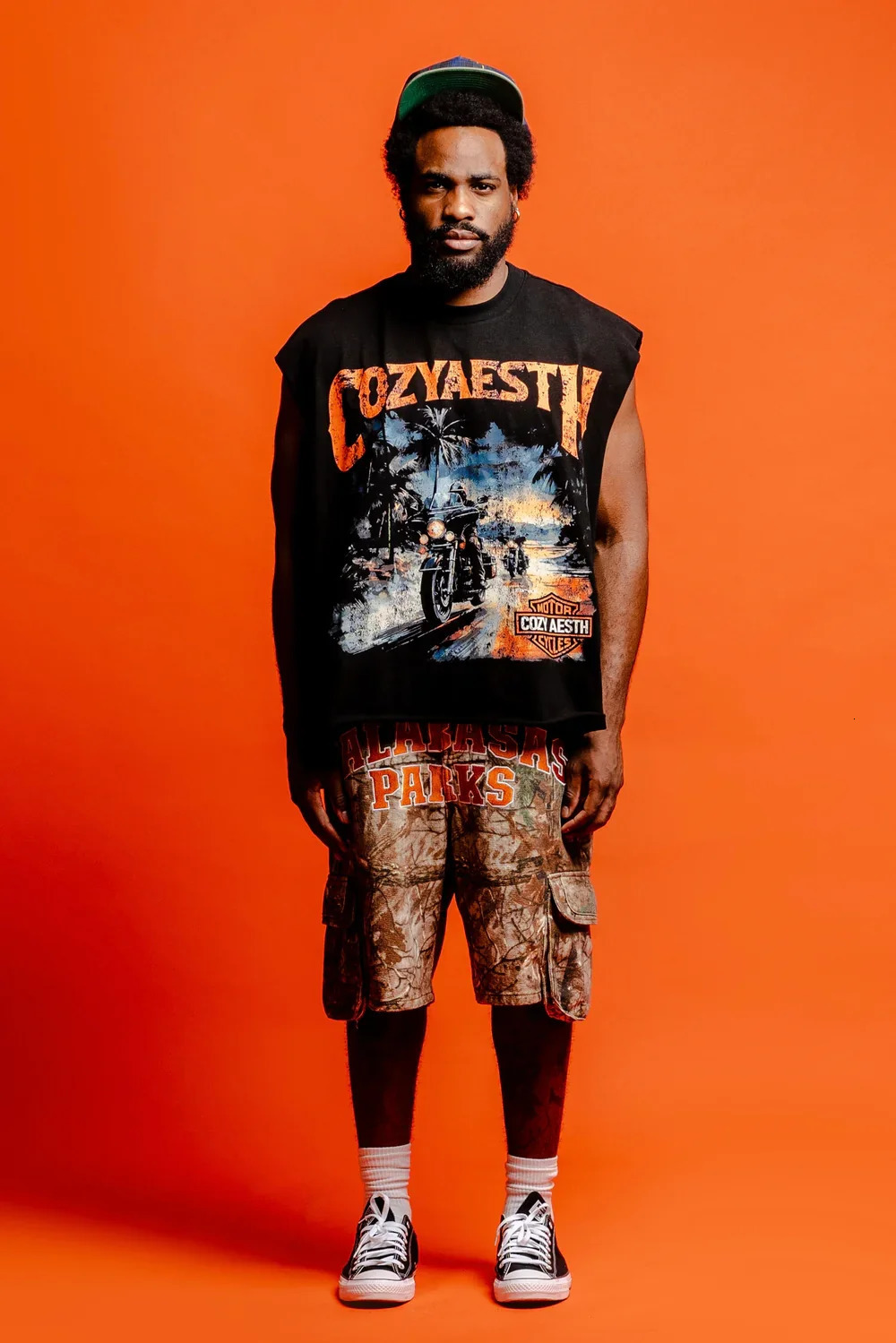 American Trend Y2K Real Tree Camo Printed Denim Shorts Mens Loose Straight Multipocket Overalls Street Hiphop Rap Style 240626