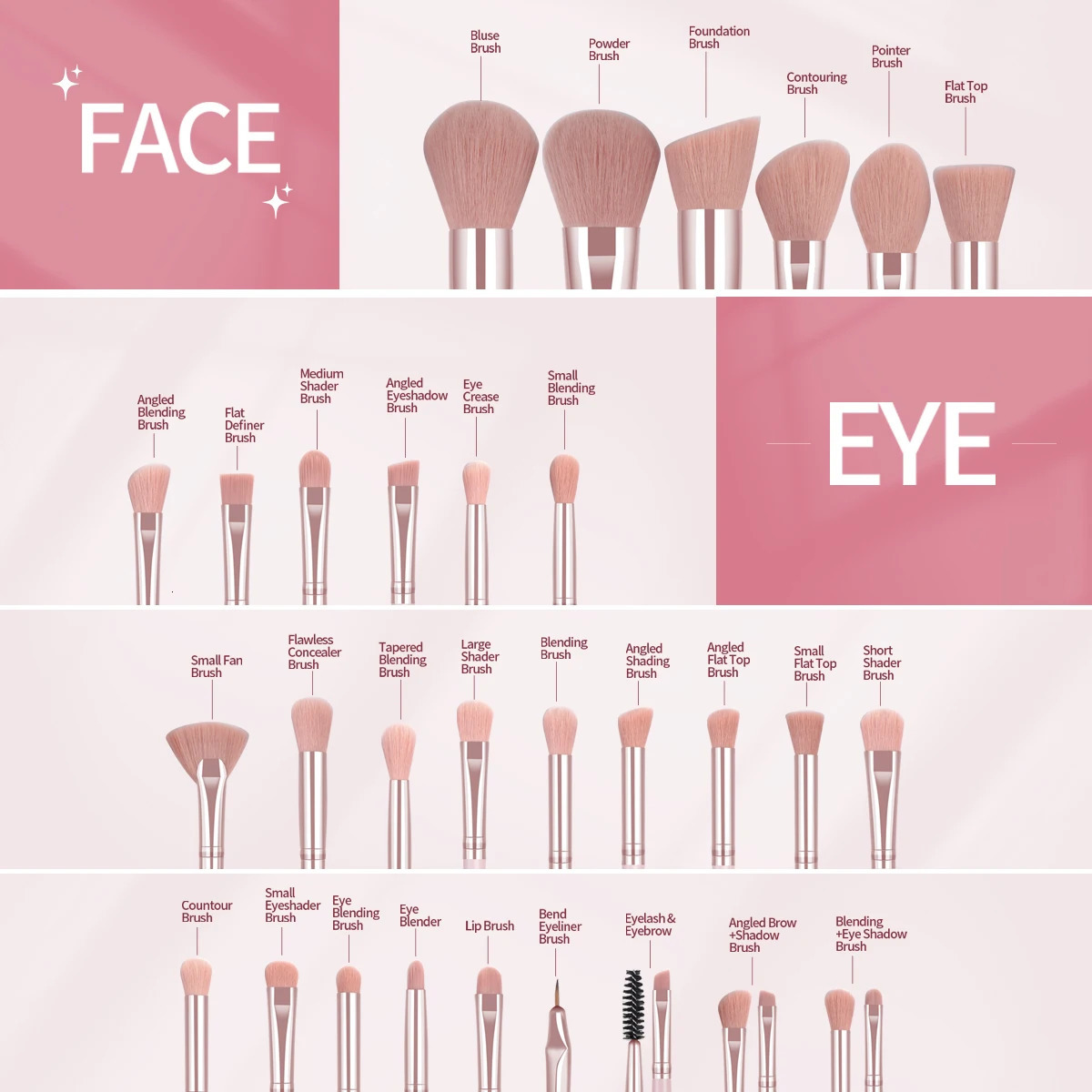 MAANGE 40PCS Makeup Tool Set 31pcs Foundation Brush Soft Fluffy Concealer Blush Brush with 6pcs Powder Puff Makeup Cleaning Mat 240704