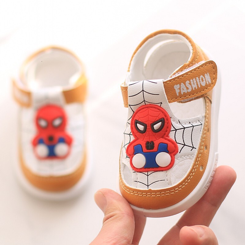 Spring Summer Children's Hollow Sandals for Boys Girls Baby Walking Breathable Infant Shoes with Headband and Anti Kick Soft Sole F704-15
