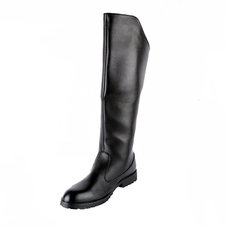 men fashion high top knight boots black original leather shoes stage nightclub dress autumn winter long boot knee botas zapatos 240703