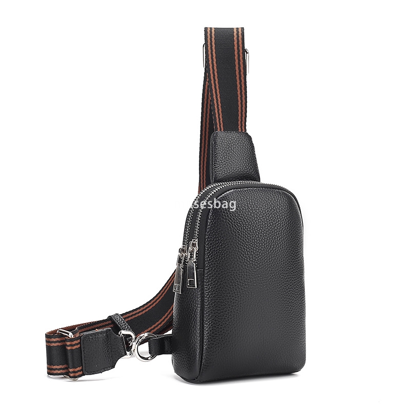 Urban minimalist fashionable atmospheric high-quality leather bag for both men and women new small chest bag versatile genuine cowhide crossbody bag