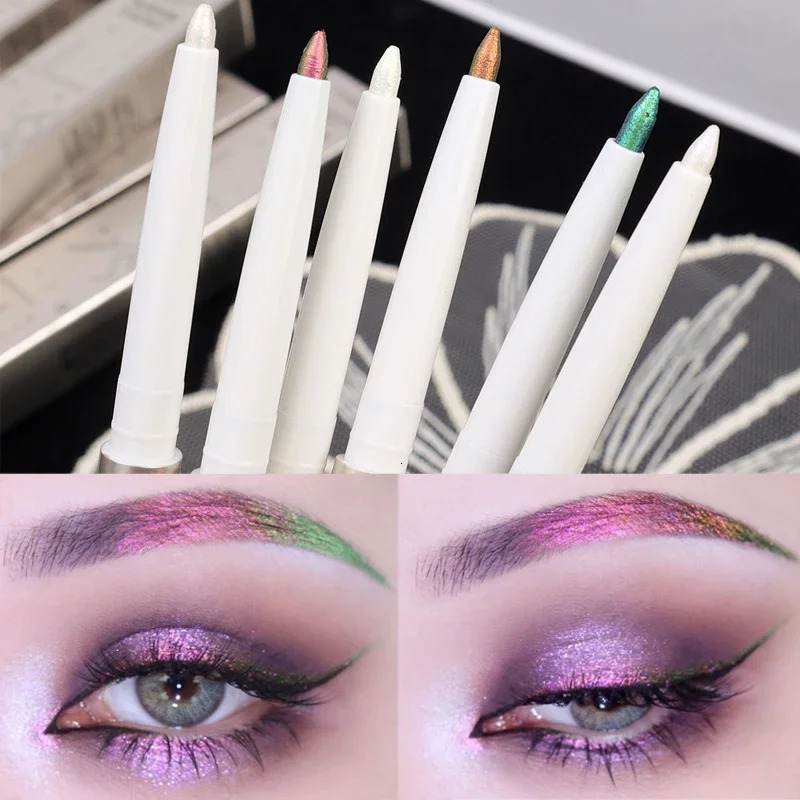 Diamond Chrome Eyeliner Pencil Aurora Glitter Refraction Eyeshadow Lying Silkworm Pen Waterproof Brighten Eyes Makeup Cosmetic 240704