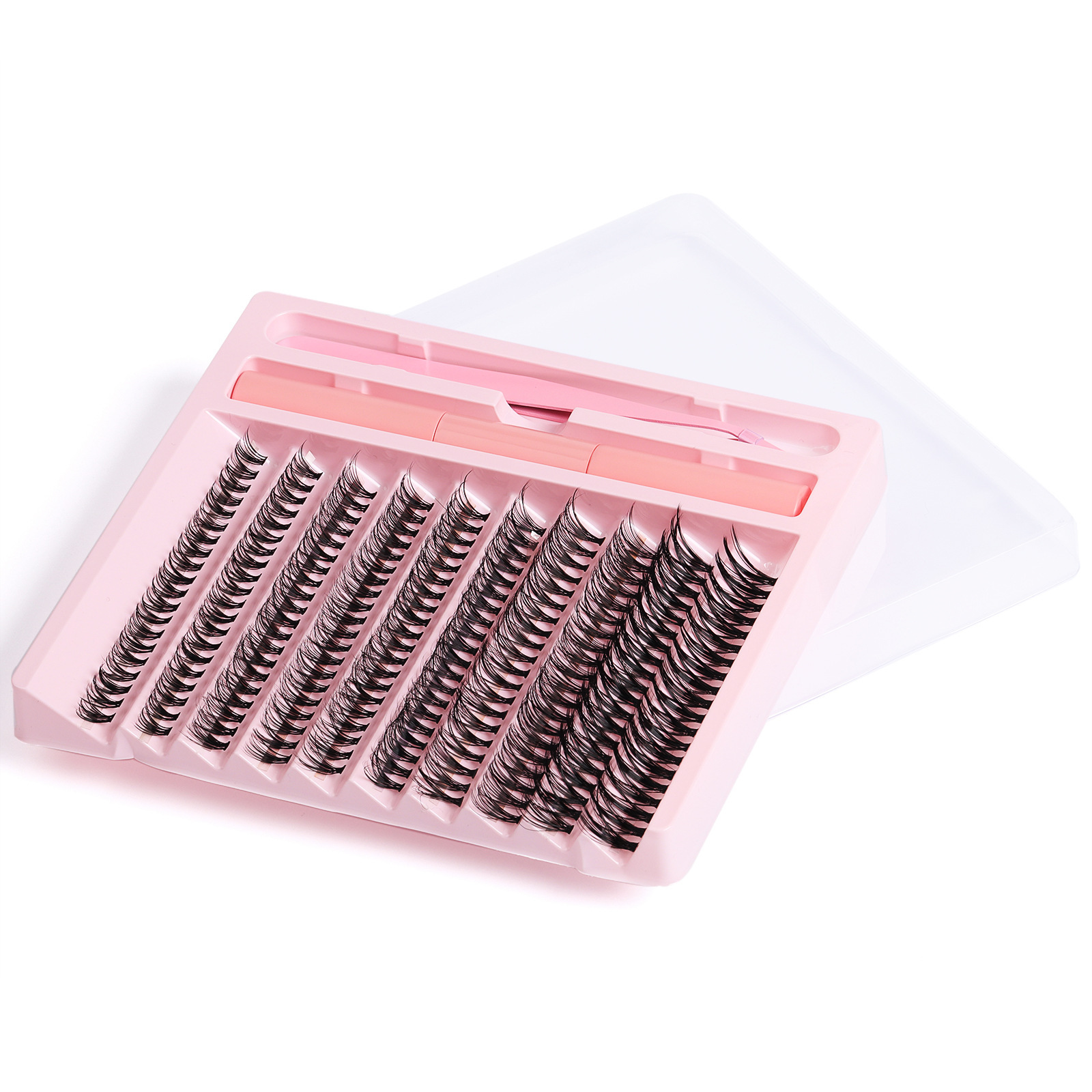 False Eyelashes 120pcs DIY eyelash extension kit cluster false eyelashes individual eyelashes Wispy fluffy eyelash extension kit with application tool