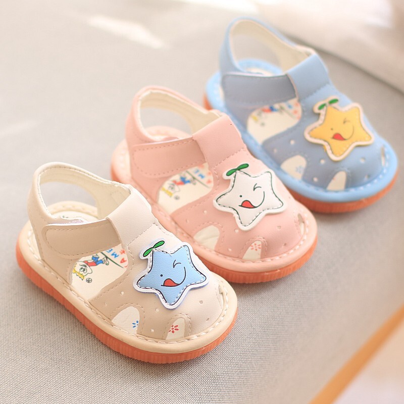 Children's sandals, baotou, summer 0-2 years old, called boys girls, baby and toddler walking shoes, cow tendon soft soles F704-27