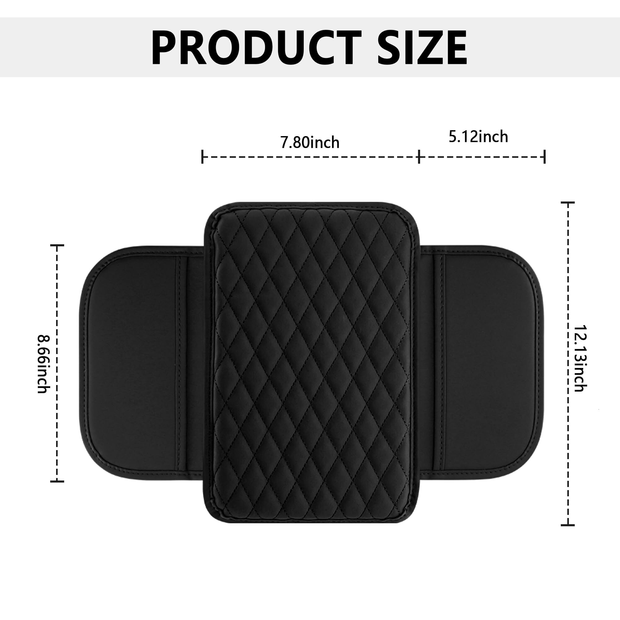 Upgraded Center Console Cover,Microfiber Leather Cover Cushion with 2 Bags,Universal Armrest Storage Box Car Interior Accessories for Most Vehicles (B