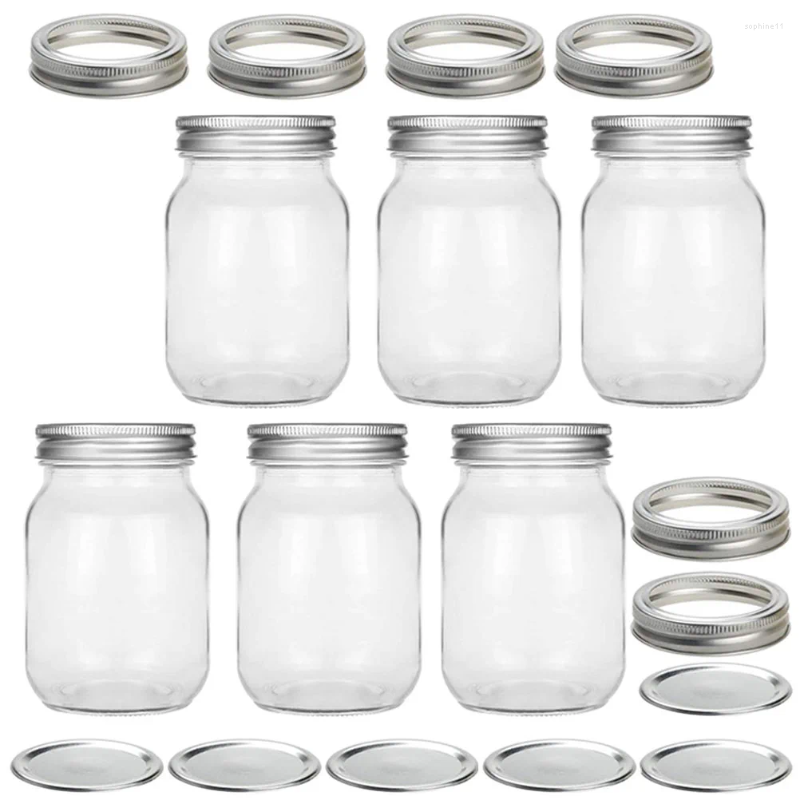 1Pc Storage Bottles 6 Pcs Mason Jar Airtight Syrup Pitcher Household Jars Mini Seasoning Salad Glass 0716