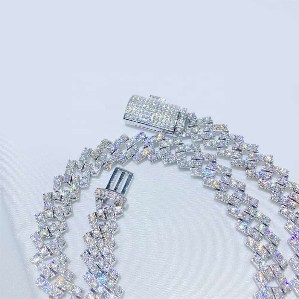 Pass Diamond Tester 13mm 22 14k 18k Gold Plated Big Iced Out Moissanite Miami Hip Hop Jewelry Cuban Link Chain