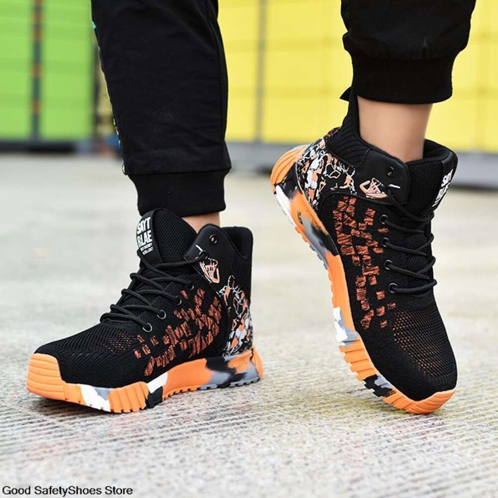 Steel Toe Safety Shoes Men Lightweight Indestructible Boots Anti-Puncture Work Sneakers Male