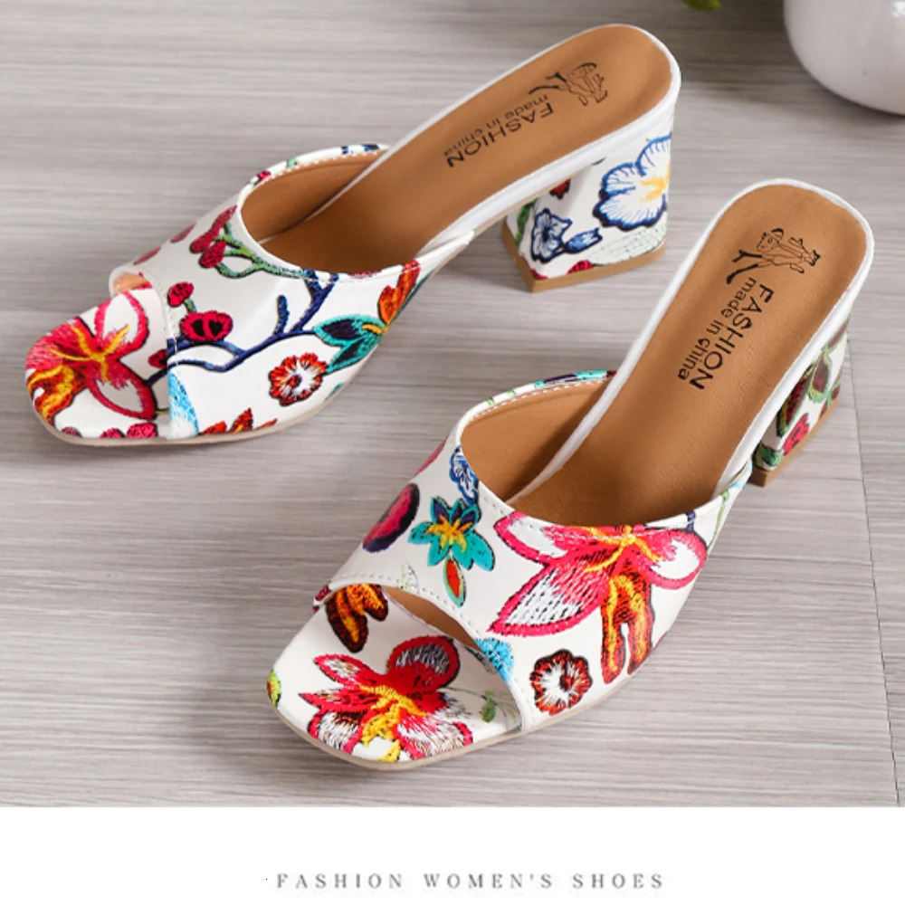 High Quality Shoes for Women Open Toe Womens Slippers Summer Outdoor Casual Chunky Heels Large Size Slippers Zapatillas Mujer 240704