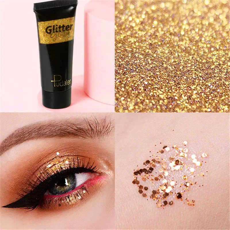 Sequins Glitter Liquid Eyeshadow Highlighter 12 Colors Long Lasting Shimmer Face Body Hair Multi-purpose Makeup Stage Cosmetics 240704