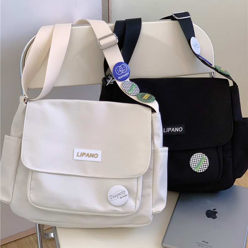 Top Canvas Youth Ladies Messenger Korean Style Female Students Nylon Handbags Shoulder Bag Men Letter Crossbody Bags H7.4#11 zhanyishengli