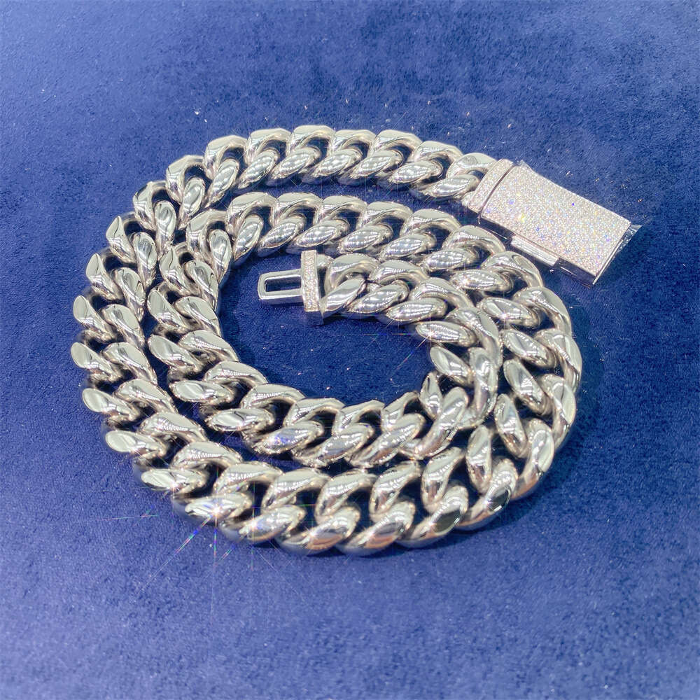 Gold Plated Hip Hop Bracelet Moissanite Jewelry with Certificate Stainless Steel Cuban Moissanite Chain Necklace