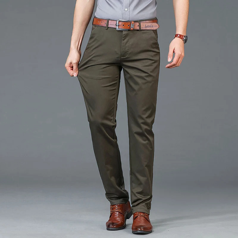 High Quality Lyocell Mens Pants Business Trousers Male Fashion Blue Khaki Straight Casual Man Clothing Plus Size 3040 240702