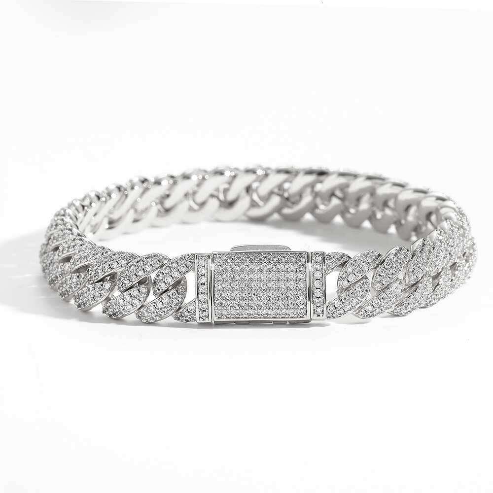 Pass Dia Tester Bracelet Jewelry 10mm Sterg sier VVS Moissanite Cuban k Chain Necklace