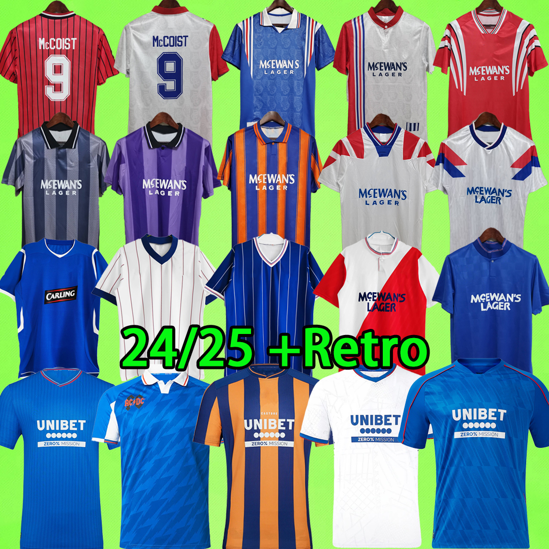 Retro Glasgow Rangers Soccer Jerseys HAGI DAVIS Sakala KENT TAVERNIER MORELOS 2024 2025 football shirts 82 83 84 85 86 87 88 89 90 92 94 95 96 97 98 99 00 01 08 09 uniform 24 25