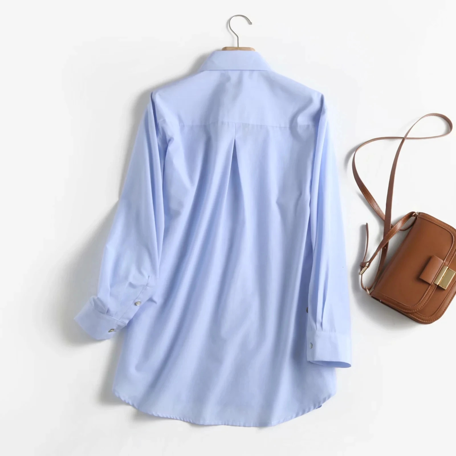 Dave Di England Style Fashion Simple Striped Oversize Pockets Cotton Blusas Mujer De Moda Casual Shirt Women Blouse Women 240704