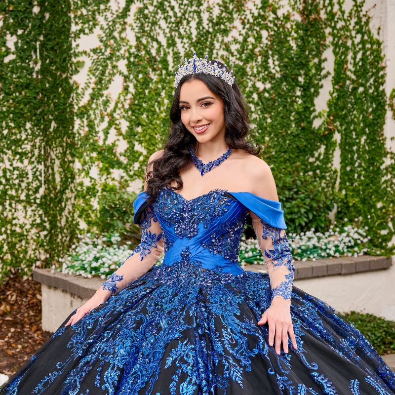 Navy Blue Sparkly Quinceanera Dresses Off Shoulder Applique Lace Corset vestido 15 anos quinceanera lace-up Sweet 16 Gown