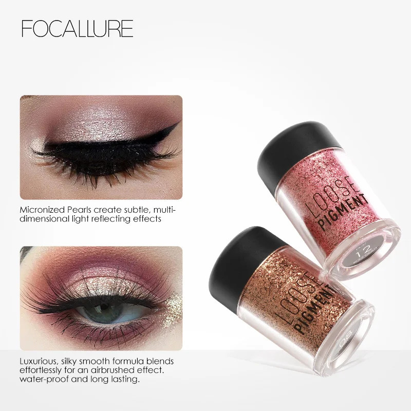 FOCALLURE Glitter Eyeshadow 18 Colors Diamond Eye Glitter Powder Waterpoof Makeup Eye Shadow Crystal Shiny Cosmetics For Women 240704