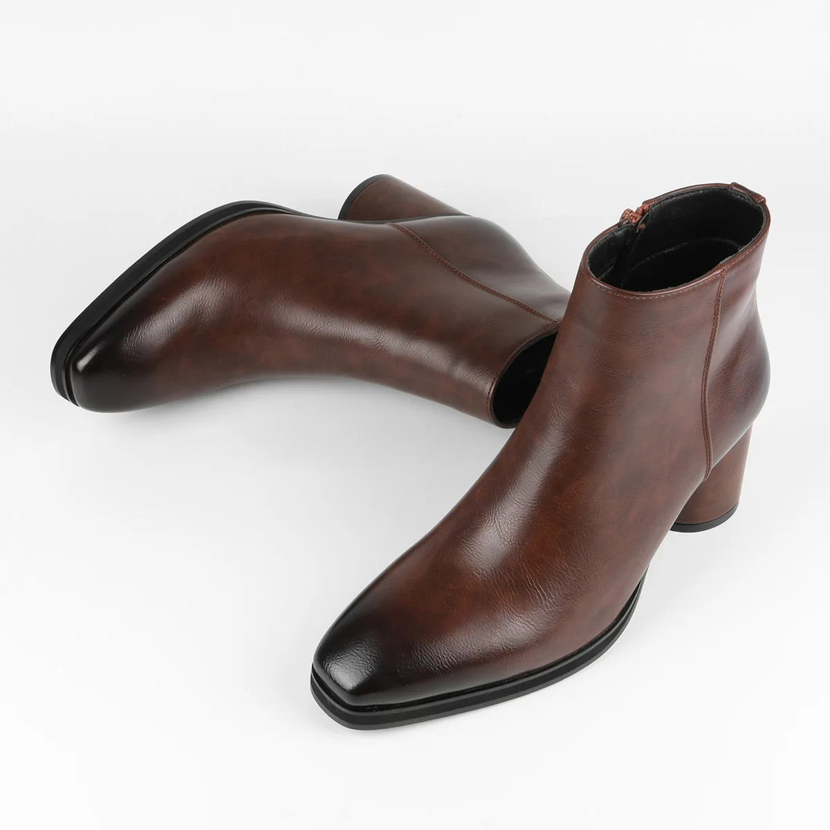 Classic Chelsea Ankle boots Mens High-Quality PU Leather Mid-Heel Zipper Slip-On Business Dress Boots Outdoor Work Safety Boots 240703