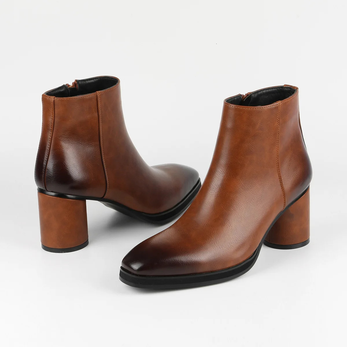 Classic Chelsea Ankle boots Mens High-Quality PU Leather Mid-Heel Zipper Slip-On Business Dress Boots Outdoor Work Safety Boots 240703