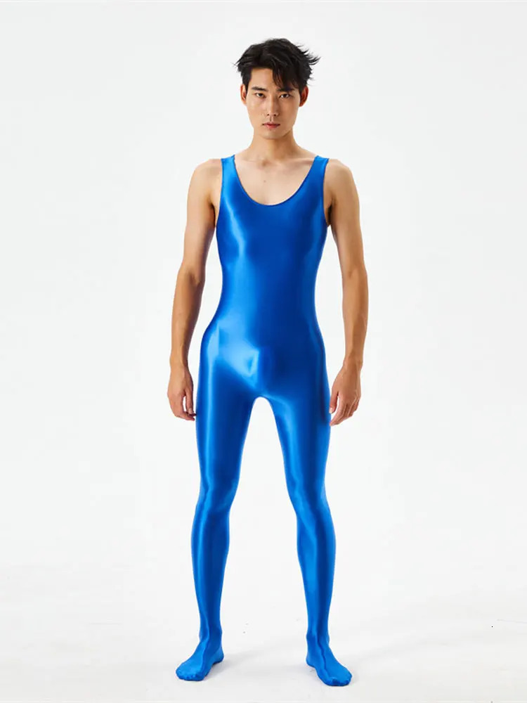 Sexy Body Shaper Jumpsuit Men Fitness Trimmer Sleeveless High Elastic Breathable Sheer Bodysuit With Bulge Pouch Slim Tights 240703