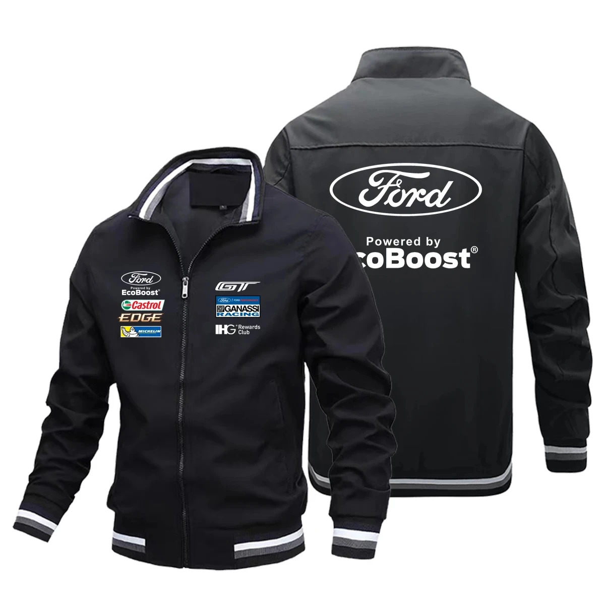 2024 Mens Ford casual sports jacket motorcycle racing zipper tower windproof cycling baseball shirt 240702