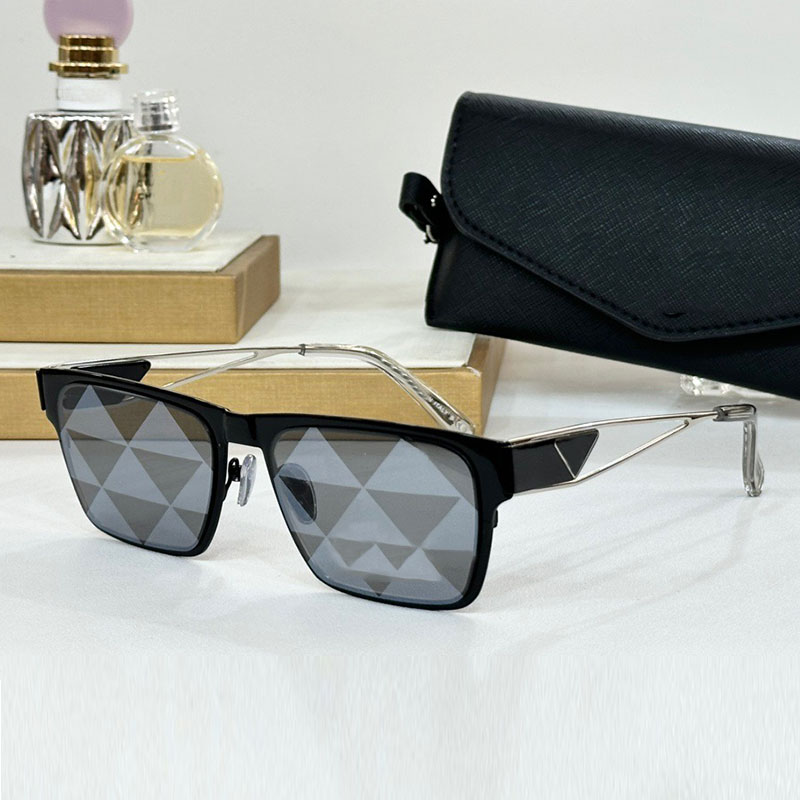 Trendy Mens Designer Square Sunglasses PR71S Metal Frame Glasses UV400 Protective Lens Inverted Triangle Design Mens Outdoor Leisure Sunglasses T